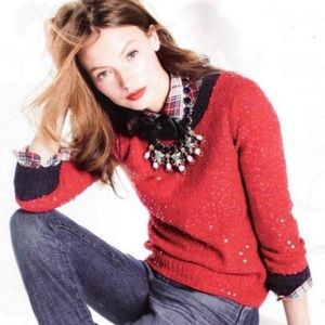 🎄🎄🎄 EUC Classic J.Crew Red Sequin Sweater! Size Small